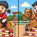 Test IQ: znajdź 3 różnice na zdjęciu dziewczynki na koniu