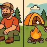 Test IQ: znajdź 3 różnice na zdjęciu mężczyzny przy ognisku